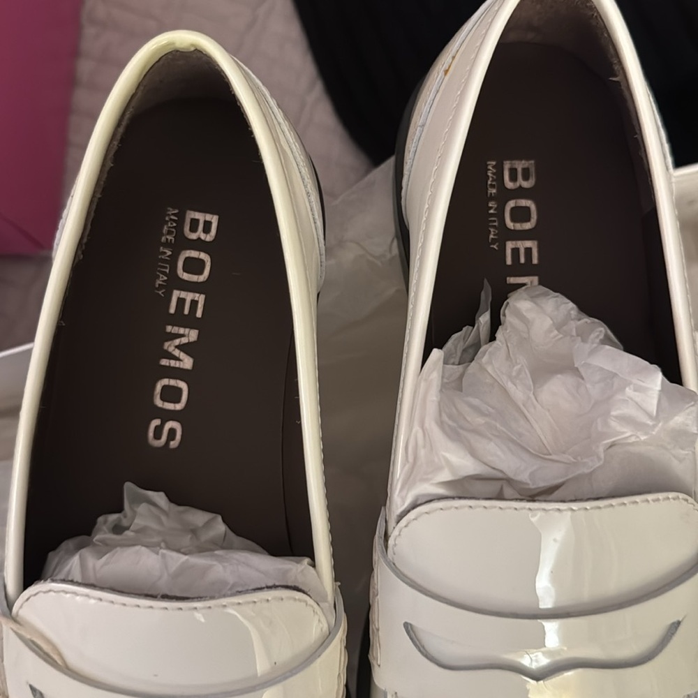 Boemos Italian White Loafers EU 37 Size 7 NIB Designer Luxury - Picture 3 of 6